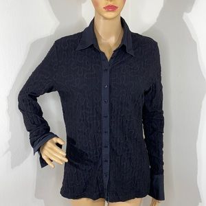 Anne Fontaine Black Button Down Designer Blouse